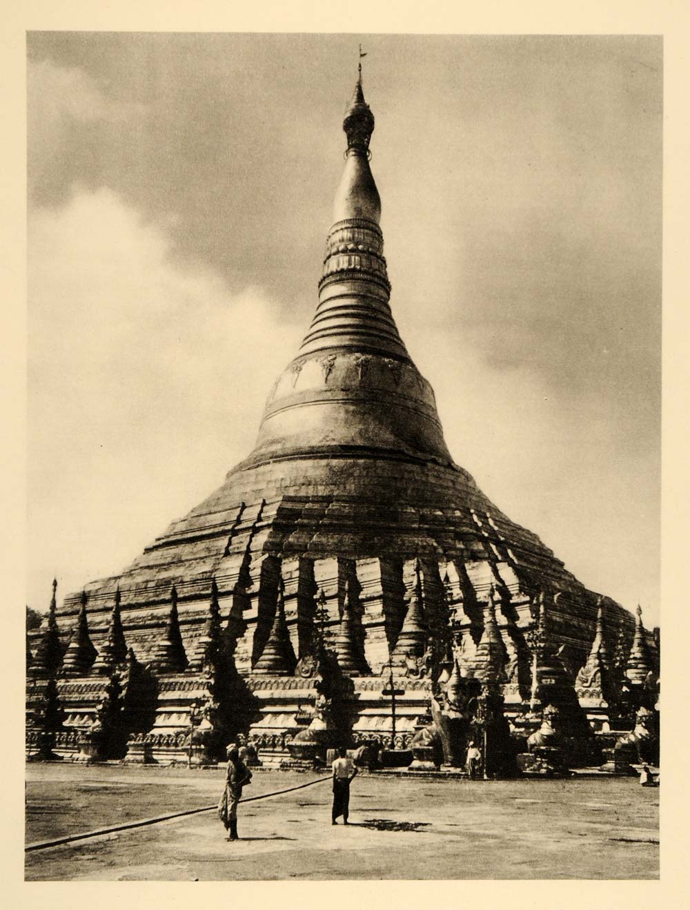 1935 Shwedagon Golden Pagoda Yangon Rangoon Myanmar - ORIGINAL PHOTOGRAVURE PTW2