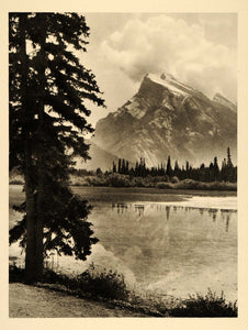 1935 Vermilion Lake Mount Rundle Canada Photogravure - ORIGINAL PTW2