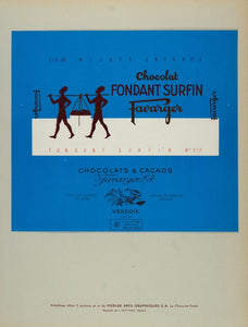 1947 Favarger Chocolate Fondant Surfin Wrapper Design - ORIGINAL PUB1