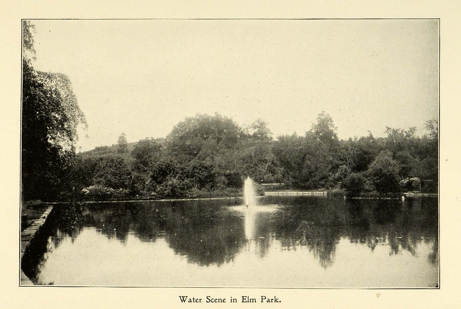 1898 Print Massachusetts Elm Park Historic Site Land Water Scene Worcester PV1
