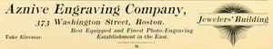 1898 Ad Aznive Engraving Co Jewerlers Washington Street Photo Services PV1