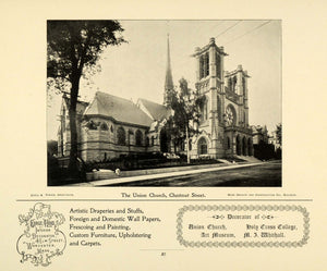1898 Ad Union Congregational Church Boston Gothic Goerge Loud Interior PV1