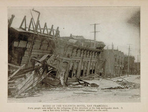 1906 San Francisco Earthquake Valencia Hotel Print - ORIGINAL HISTORIC QUAKE