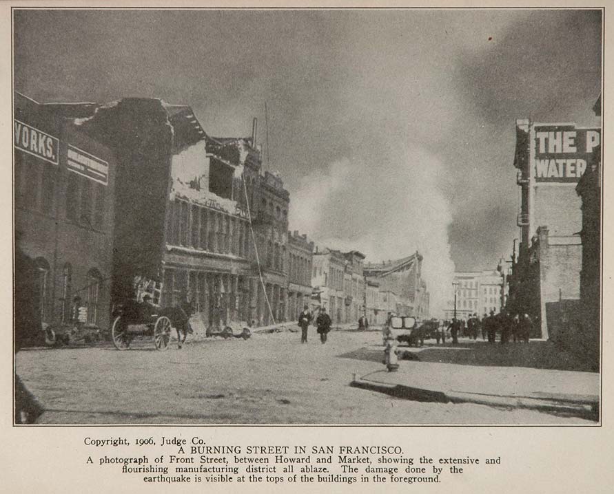 1906 San Francisco Earthquake Fire Front Street Print ORIGINAL HISTORIC QUAKE