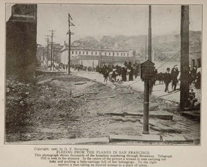 1906 San Francisco Earthquake Fire Refugees Print - ORIGINAL HISTORIC QUAKE