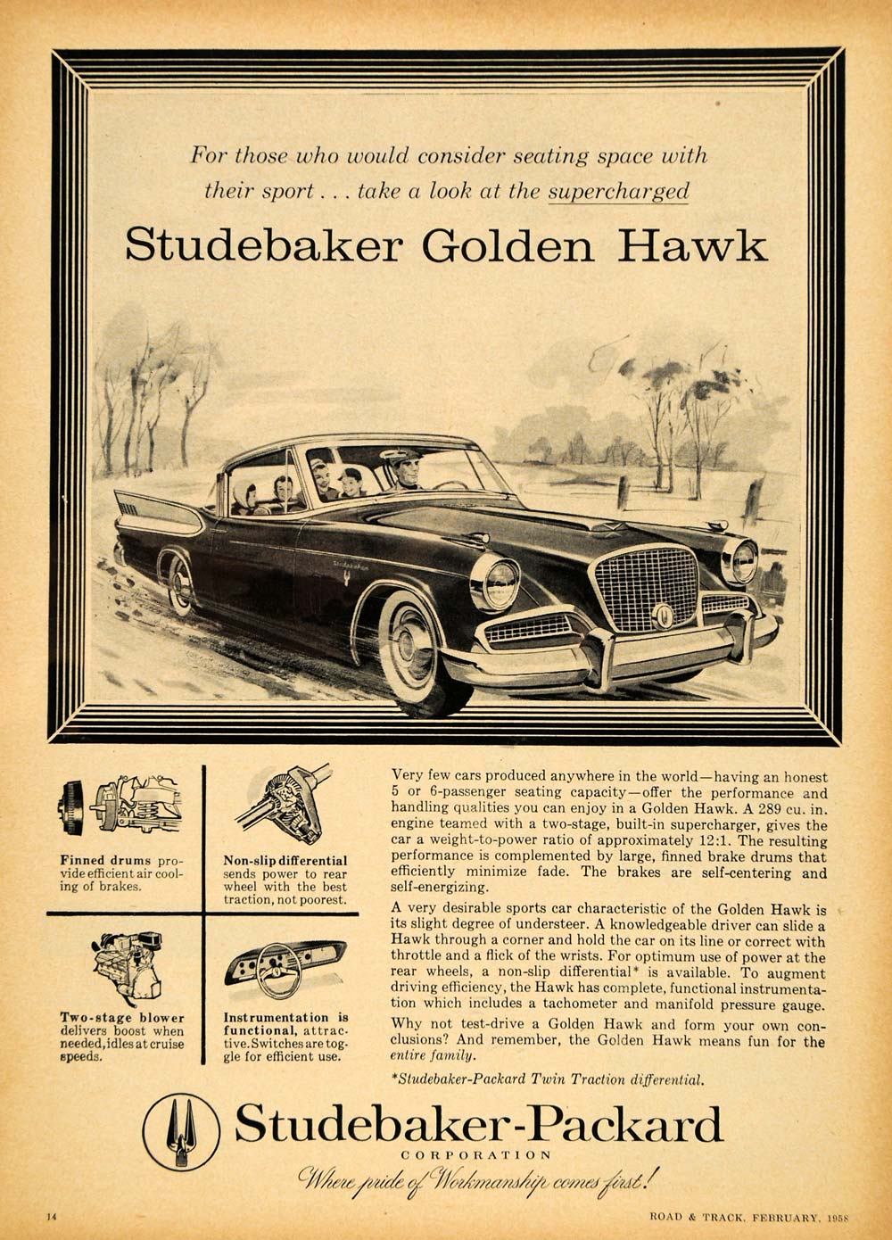 1958 Ad Studebaker-Packard Golden Hawk Vintage Car - ORIGINAL ADVERTISING RAT1