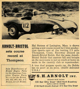 1958 Ad Arnolt-Bristol Bolide Race Car Hal Stetson Mass - ORIGINAL RAT1