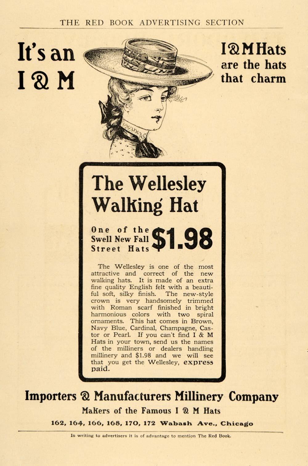 1904 Ad Importers Manufacturers Millinery Wellesley Hat - ORIGINAL RB1