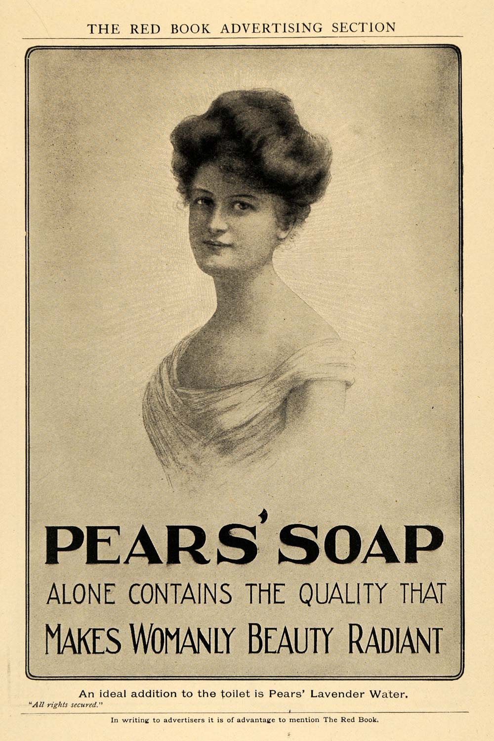 1904 Ad Womanly Beauty Radiant Pears Soap Worlds Oldest - ORIGINAL RB1
