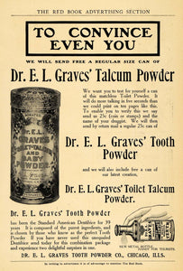 1905 Ad Dr E L Graves Co Talcum Tooth Toilet Powder - ORIGINAL ADVERTISING RB1
