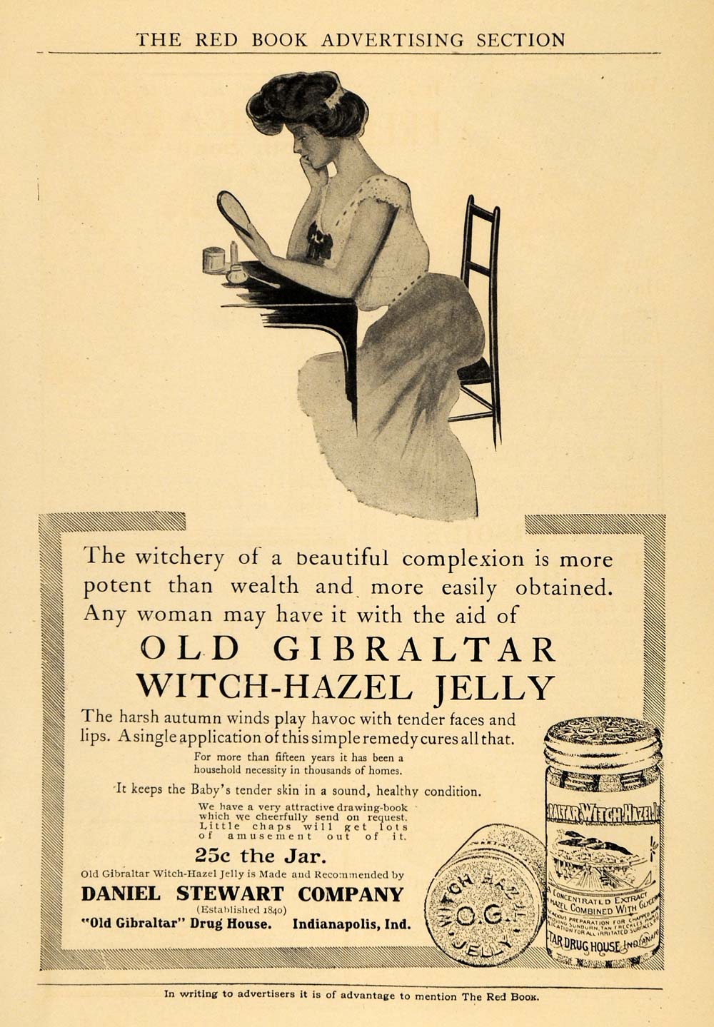 1905 Ad Old Gibraltar Witch-Hazel Jelly Daniel Stewart - ORIGINAL RB1