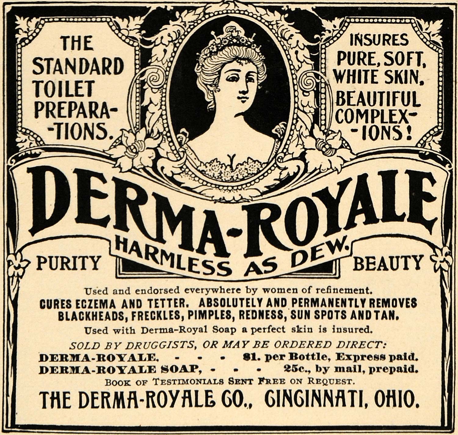 1904 Ad Derma-Royale Company Face Cleanser Tetter Cure - ORIGINAL RB1