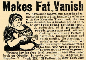 1905 Ad Fat Vanish Bromley Company Kresslin Treatment - ORIGINAL ADVERTISING RB1