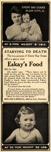1908 Ad Emery Ray Evans Plain City Eskays Food Baby - ORIGINAL ADVERTISING RB1