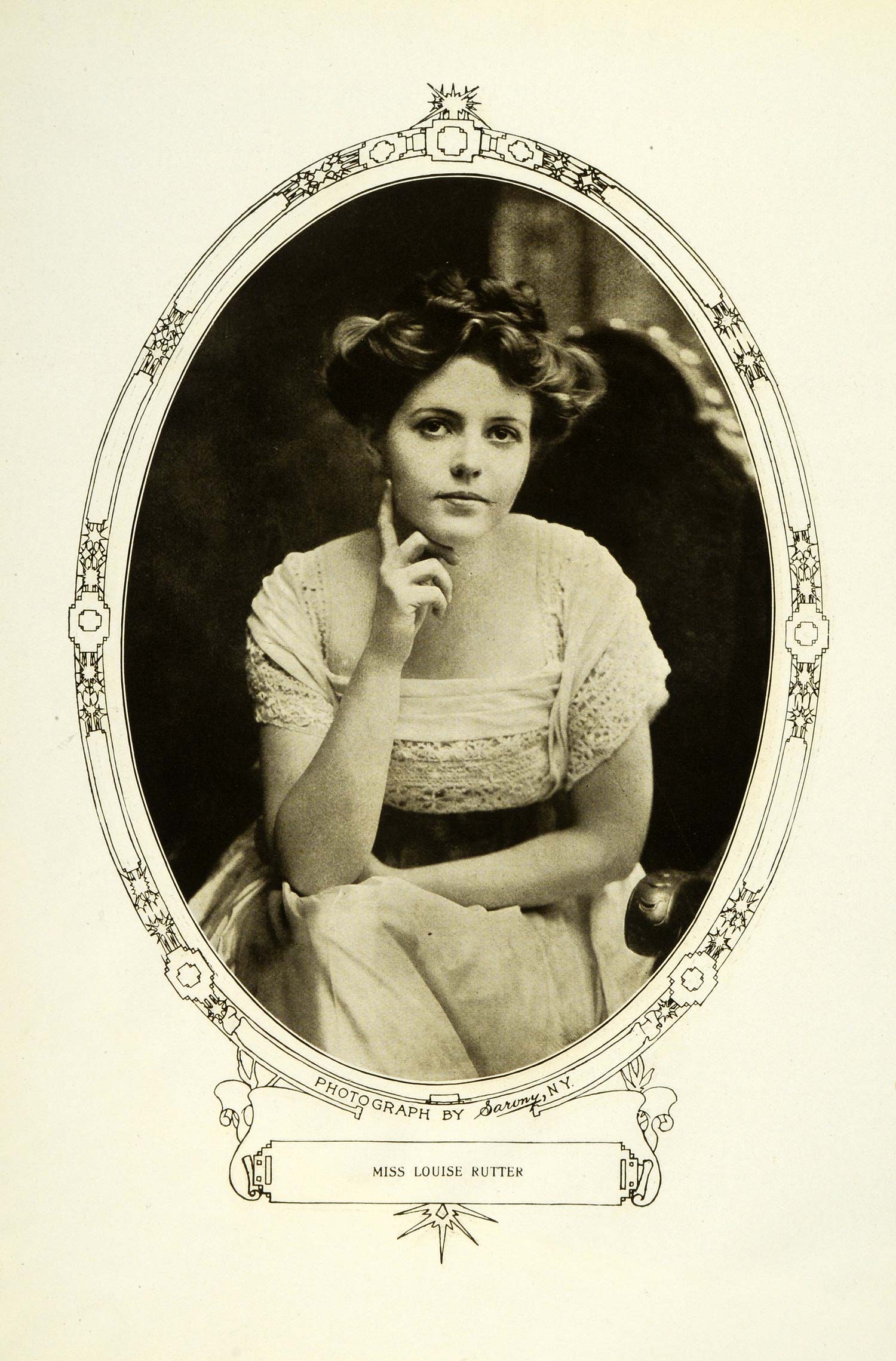 1908 Print Silent Film Actress Louise Rutter Portrait Edwardian Dress RB1