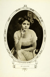 1908 Print Silent Film Actress Louise Rutter Portrait Edwardian Dress RB1