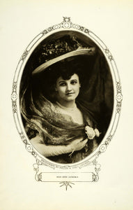 1908 Print Silent Film Movie Actress Gene Luneska Portrait Edwardian Hat RB1