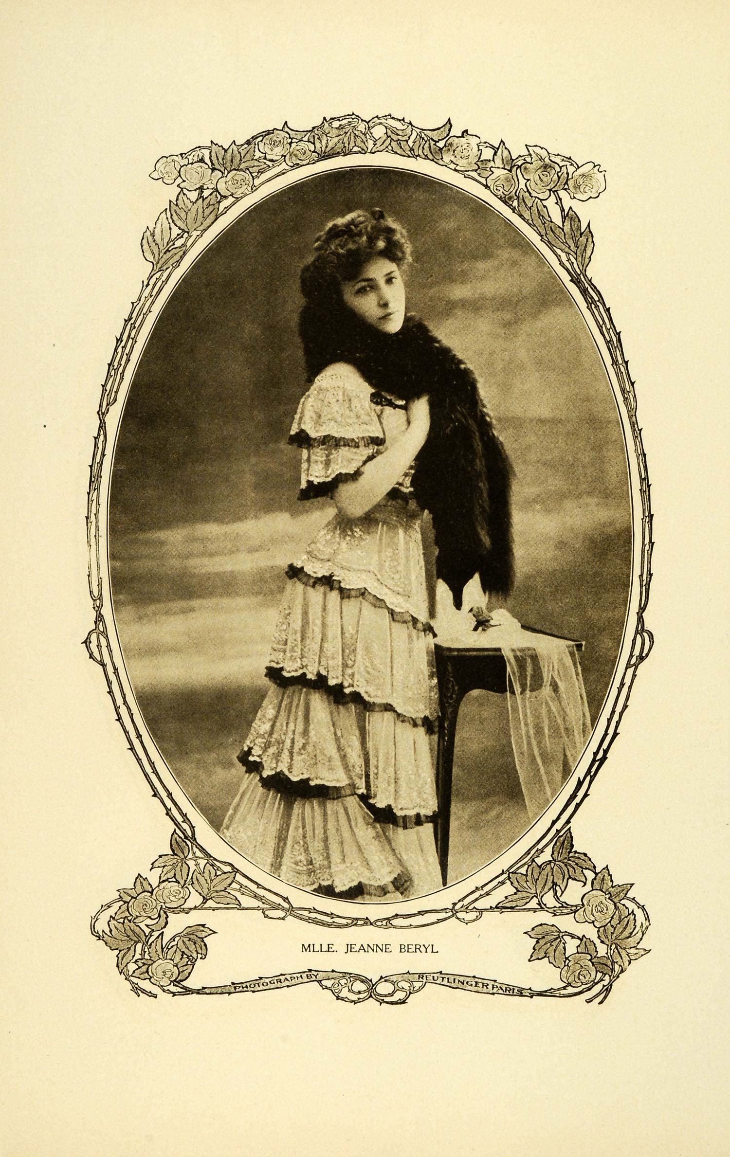 1905 Print Actress Jeanne Beryl Edwardian Dress Portrait Reutlinger RB1