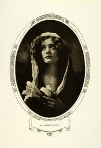 1908 Print Theater Florence Metzette Portrait Lily Flowers Art Nouveau RB1