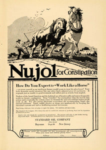 1917 Ad Horse Plow Farming Njuol Constipation Cure NJ - ORIGINAL RCM1