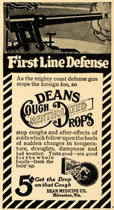 1918 Ad Deans Cough Mentholated Drops WWI Defense Line - ORIGINAL RCM1