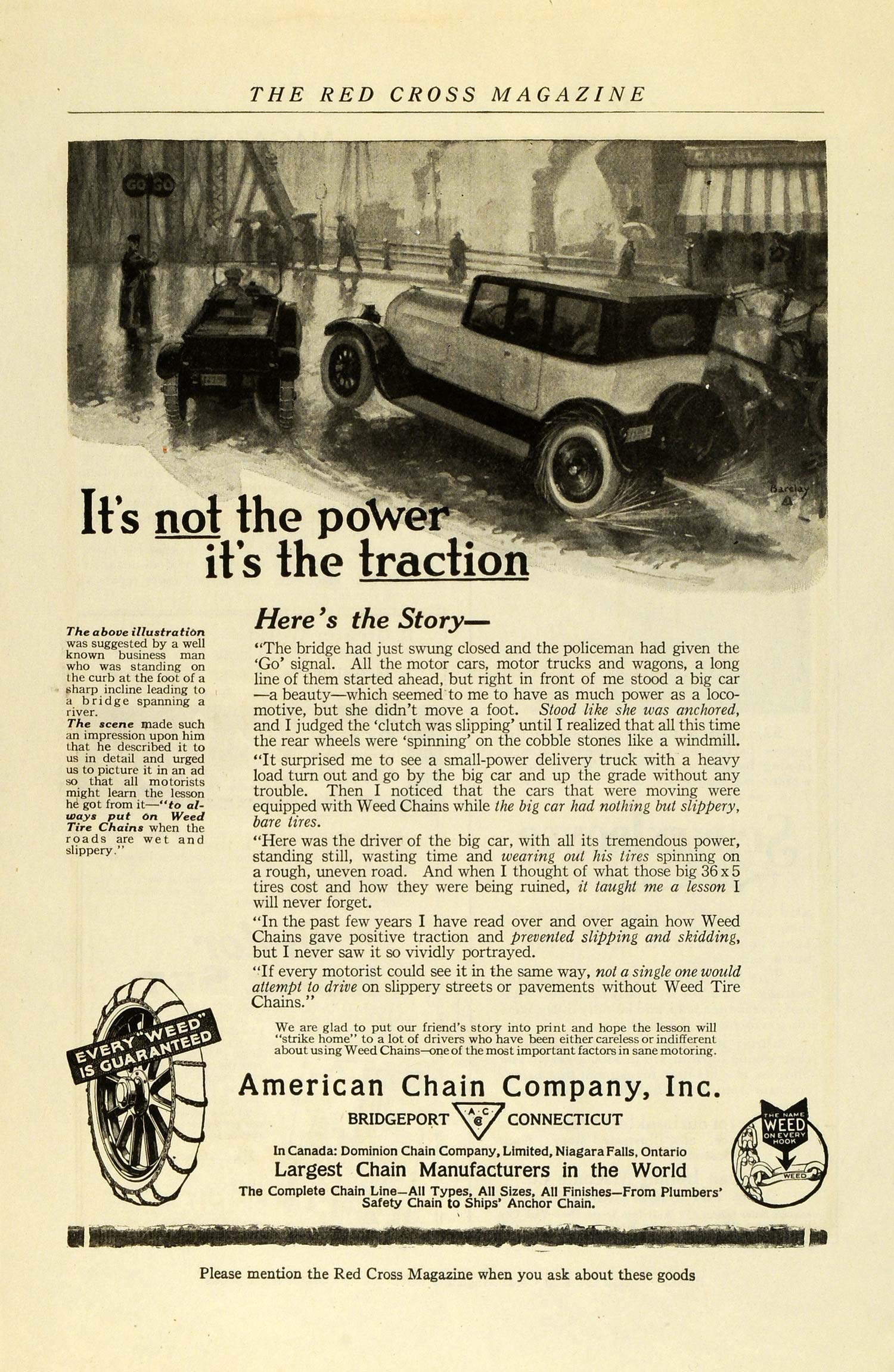 1919 Ad American Chain Traction Weed Automobile Tire Chains Cars Parts Rain RCM1