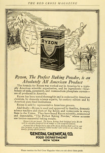 1919 Ad Ryzon Perfect Baking Powder General Chemical Ingredient Cook Map RCM1