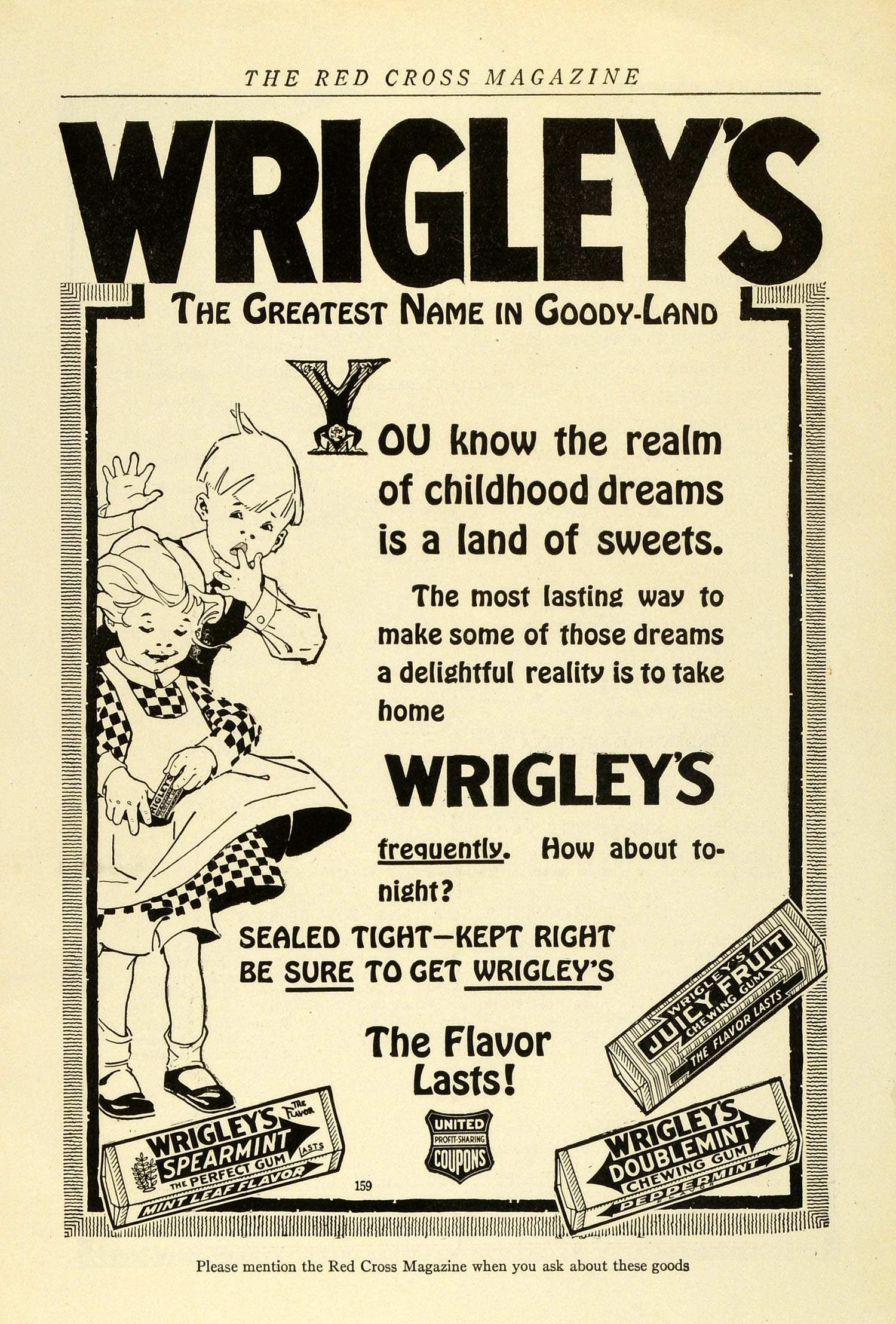 1919 Ad Goody-Land Wrigleys Chewing Gum Childhood Dreams Sweets Spearmint RCM1