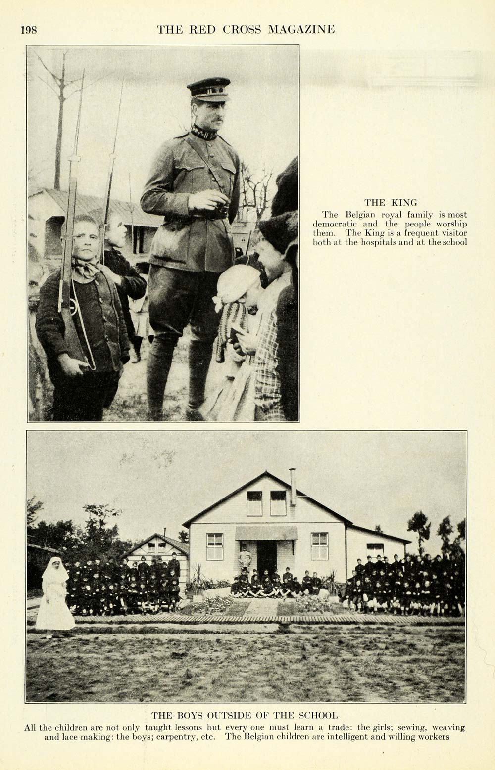 1917 Print World War I Belgium King Children Bayonet Weaponry Boys School RDC1
