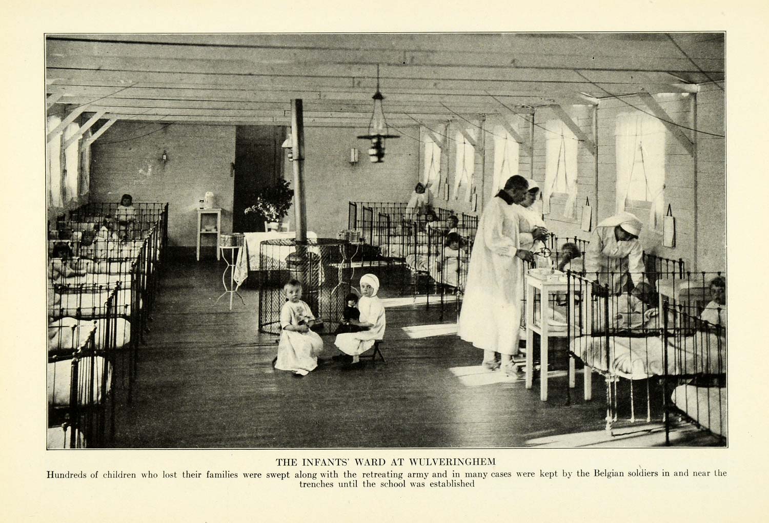 1917 Print Wulveringhem Belgium Infant Ward Hospital WWI Orphaned Children RDC1