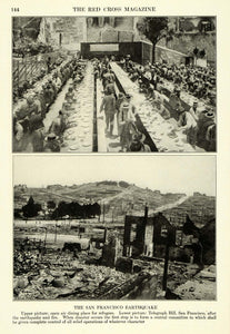 1917 Print Telegraph Hill San Francisco Earthquake Fire Ruins Red Cross Aid RDC1