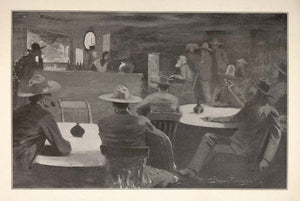 1902 Print Frederic Remington Art Men Saloon Piano Player Bar American Old West