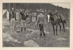 1902 Print Frederic Remington Art Army Officer Horse Indians American Old West