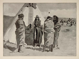 1902 Print Frederic Remington Art Plains Indians Tepee Native American Old West