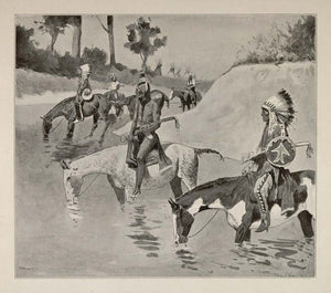 1902 Print Frederic Remington Art Plains Indians Horse Native Americans Old West