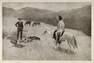 1902 Print Frederic Remington Art Cowboy Indian Parley Native American Old West