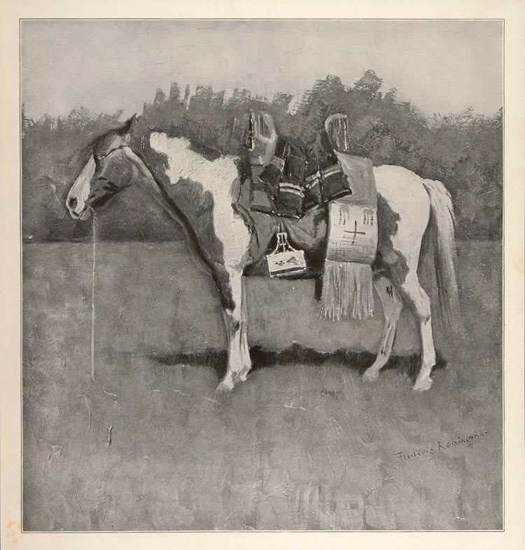 1902 Print Frederic Remington Art Pinto Pony Horse Saddle American Old West