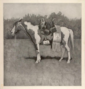 1902 Print Frederic Remington Art Pinto Pony Horse Saddle American Old West