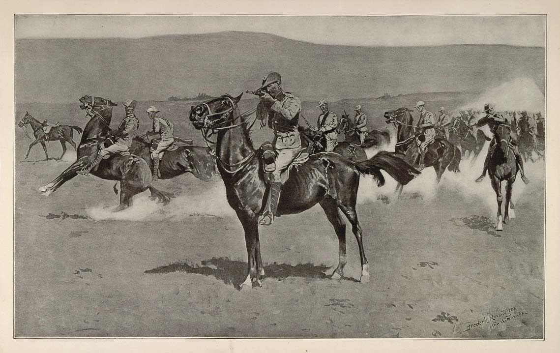 1902 Print Frederic Remington Art Army Cavalry Charge Military American Old West