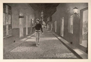 1902 Print Frederic Remington Art Havana Cuba Street Night Man Military Patrol
