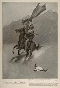 1902 Print Remington Art Native American Indian Cattle Skull Owen Wister Poem