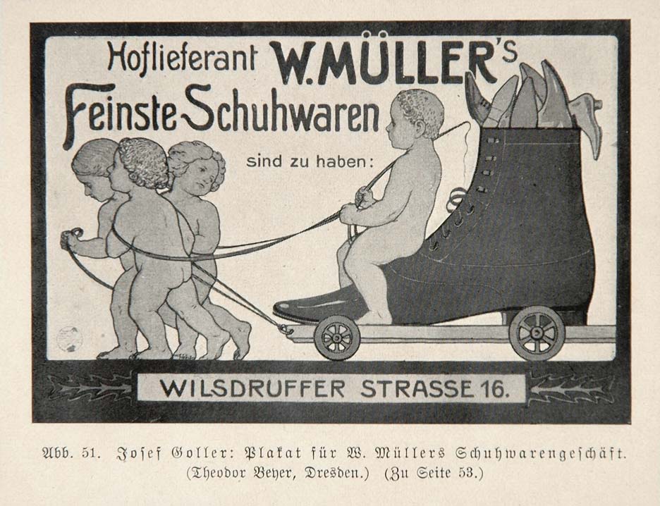 1903 Josef Goller Print Ad Shoes Naked Baby Babies - ORIGINAL REM