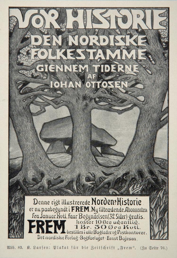 1903 H. Larsen Cover Design Johan Ottosen Vor Historie - ORIGINAL REM