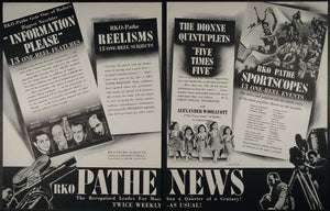 1939 Ad RKO Pathe News Dionne Quintuplets Sportscopes - ORIGINAL RKO1