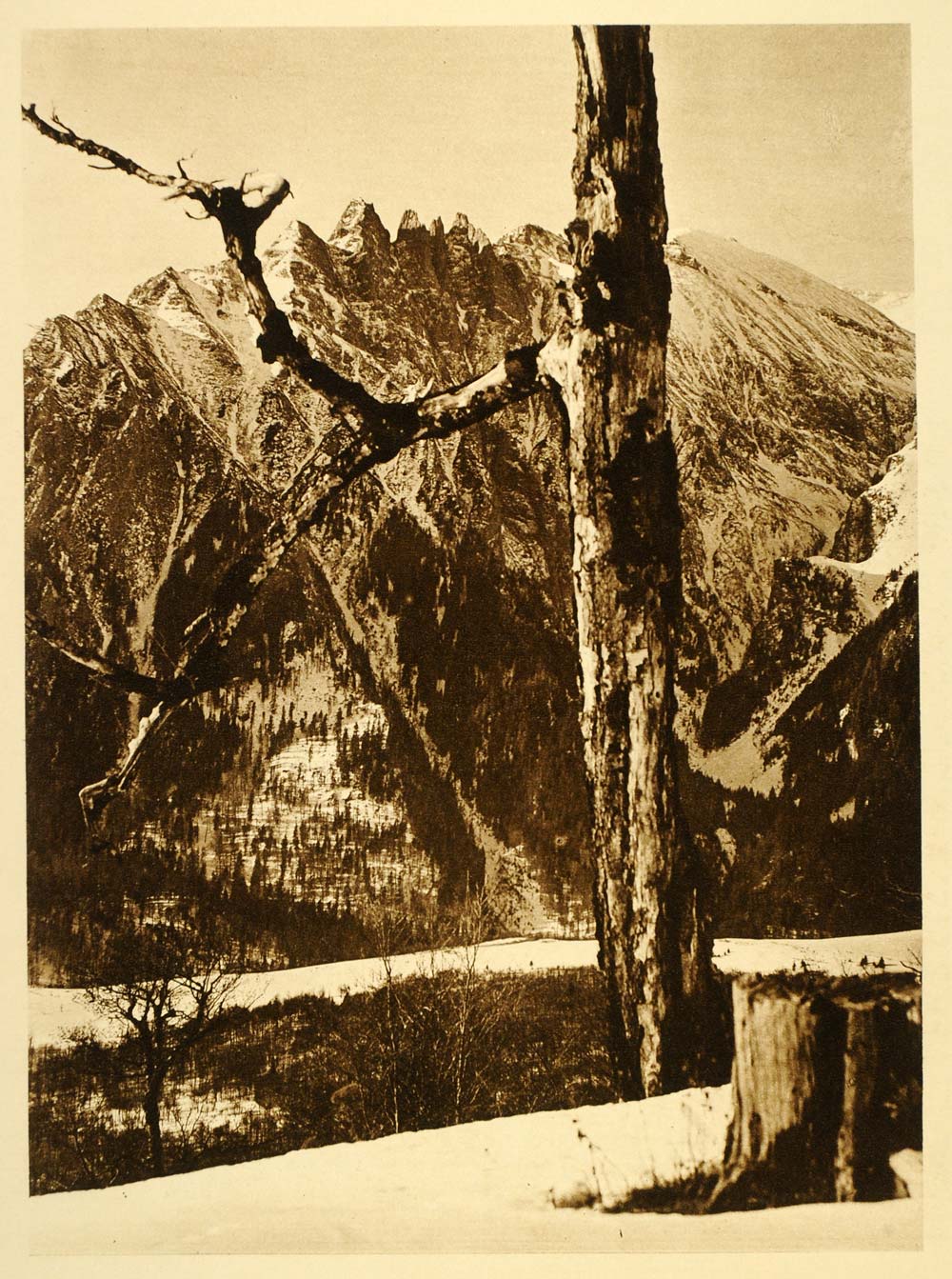 1932 Bucegi Mountains Moraru Rocks Romania Landscape - ORIGINAL PHOTOGRAVURE RM3