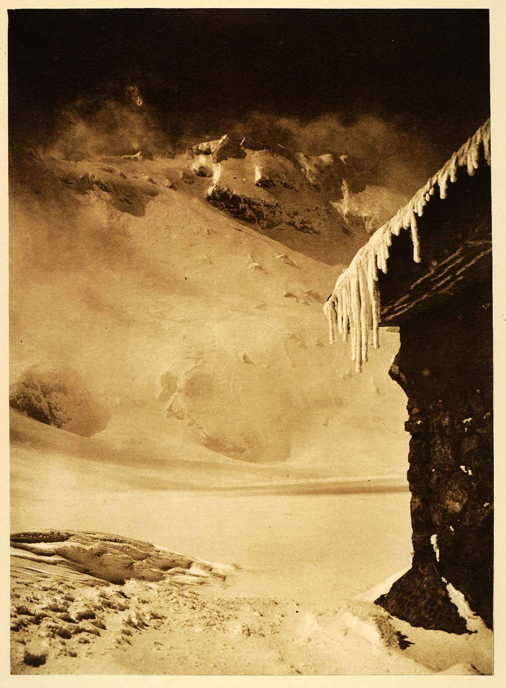1932 Romania Shelter Hut Balea Mountain Winter Snow - ORIGINAL PHOTOGRAVURE RM3