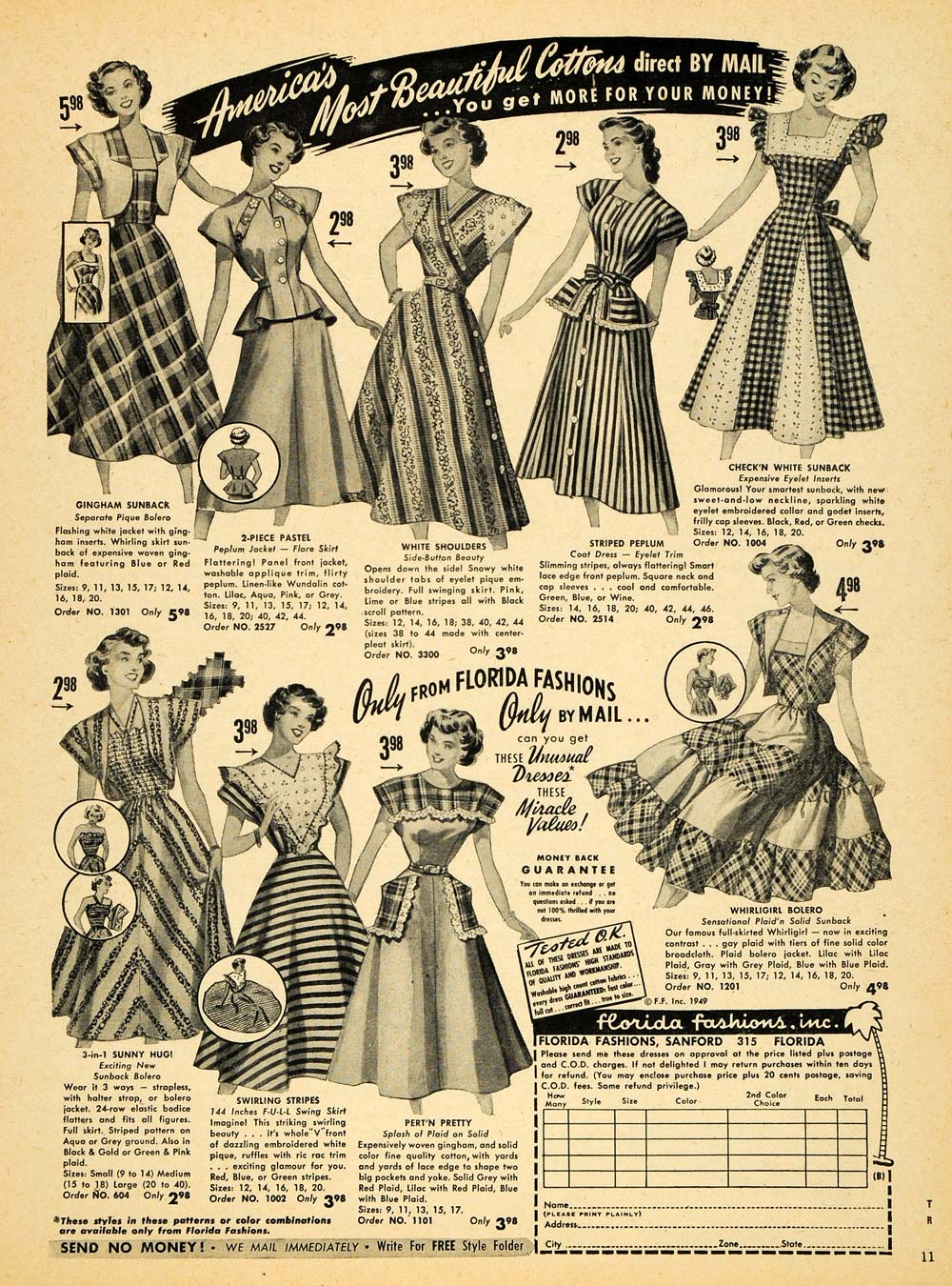 slim fit dress slacks 1949 Ad Florida Fashions Mail Order Dresses Cotton Sun Strapless Halte –  Period Paper Historic Art LLC