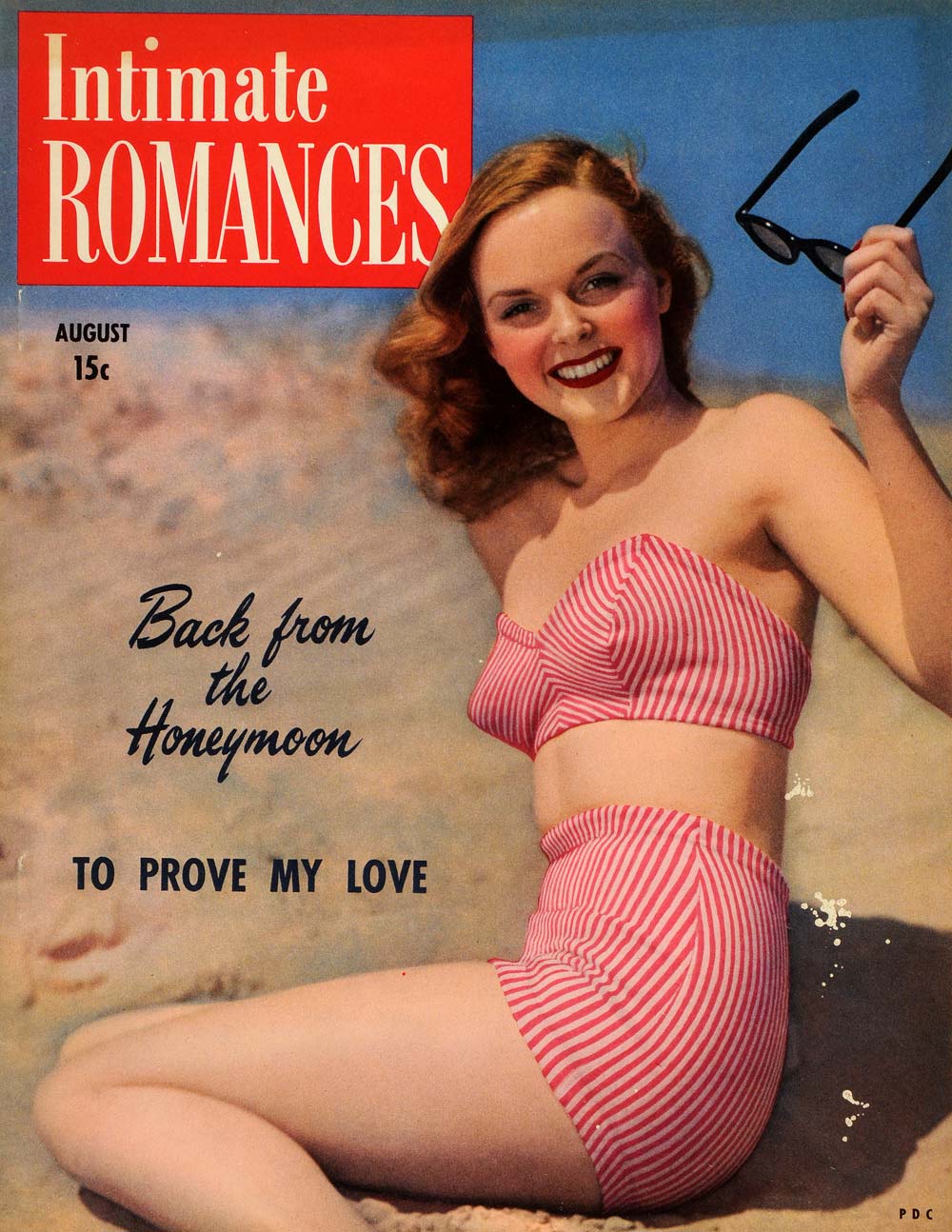 1949 Cover Intimate Romances Women Bathing Suit Two Piece Vintage Swimwear RO2