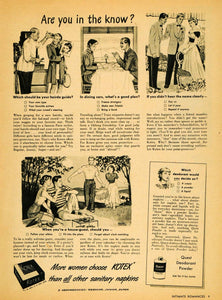 1949 Ad Kotex Feminine Hygiene Sanitary Napkins Quest Powder Deodorant RO2