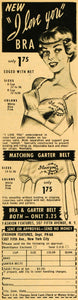 1949 Ad I Love You Bra Garter Belt Fashion Features Women Undergarment RO3